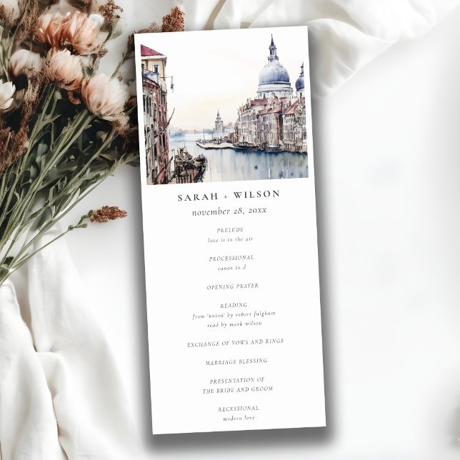 Pastel Venice Italy Canals Wedding Program Invitation (Creator Uploaded)