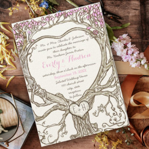 Pastel Veri Pink Boho Heart Shaped Invitation