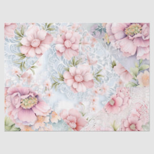 Pastel Victorian Florals & Lace Decoupage Tissue Paper