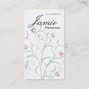 Pastel Vine/Floral Vertical Business Cards