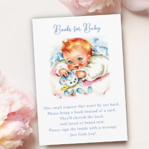 Pastel Vintage Baby Girl Baby Shower Book Request Enclosure Card