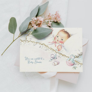 Pastel Vintage Baby Girl Baby Shower Invitation
