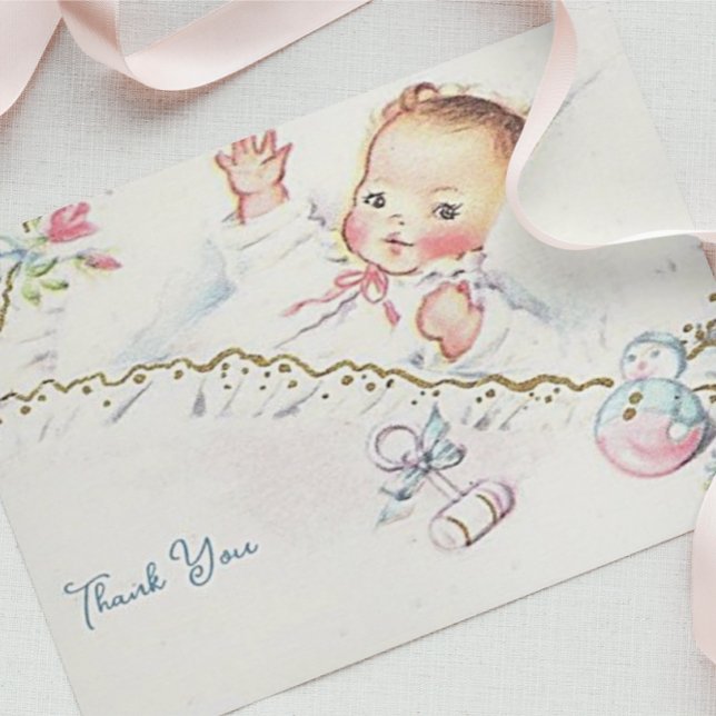 Pastel Vintage Baby Girl Baby Shower Thank You  (Creator Uploaded)