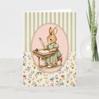 Pastel Vintage Bunny Girl Personalised Card