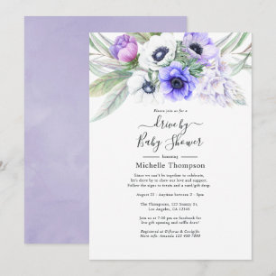 Pastel Violet Floral Drive By Bridal or Baby Showe Invitation