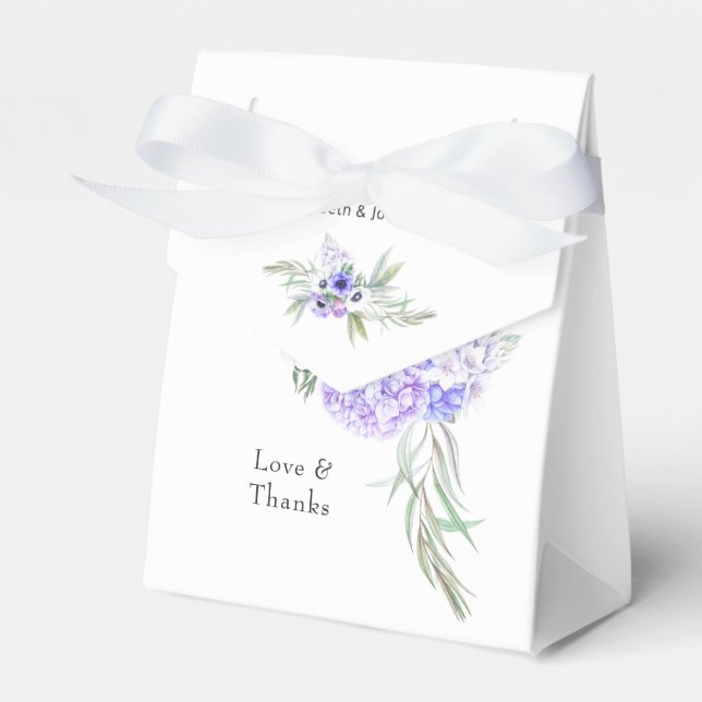 Pastel Violet Floral Wedding Favour Box (Front Side)