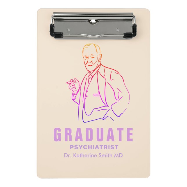 Pastel Violet Fuchsia Gradient Freud Design Custom Mini Clipboard (Front)