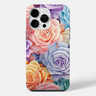 PASTEL WATERCOLOR 3-D LOOK ROSES iPhone 14 PRO MAX CASE