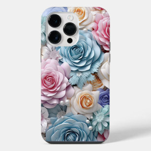 PASTEL WATERCOLOR 3-D LOOK ROSES iPhone 14 PRO MAX CASE