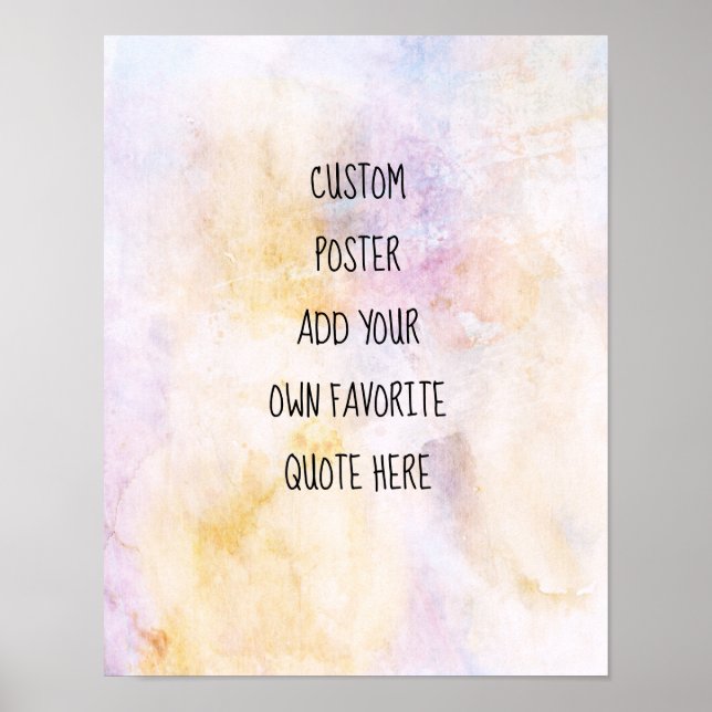 pastel watercolor add a quote custom artistic  poster (Front)