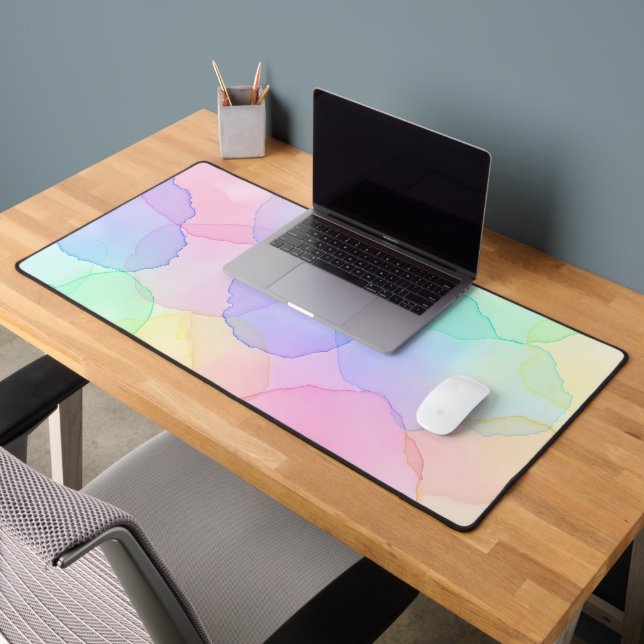 Pastel Watercolor Alcohol Ink Abstract Desk Mat (Office 2)