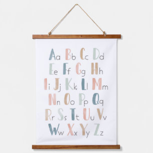 Pastel Watercolor Alphabet ABC Classroom Decor Hanging Tapestry