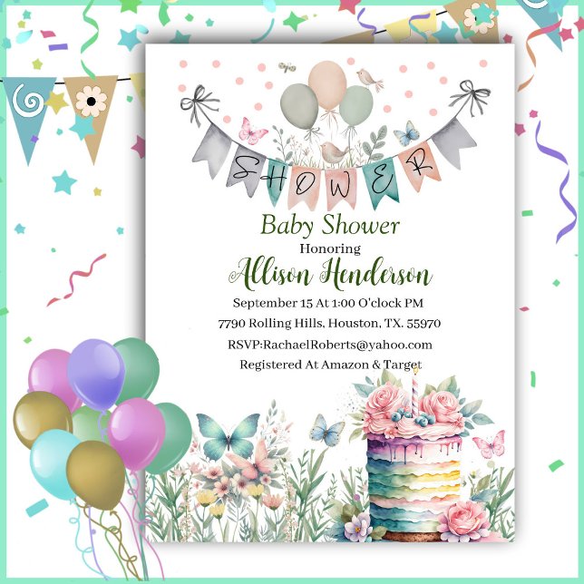 Pastel Watercolor Baby Shower  Invitation (Creator Uploaded)