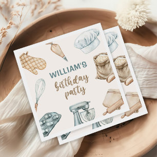 Pastel Watercolor Baking Boy Birthday  Napkin