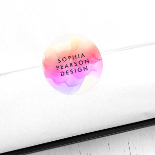 Pastel Watercolor Blot Classic Round Sticker