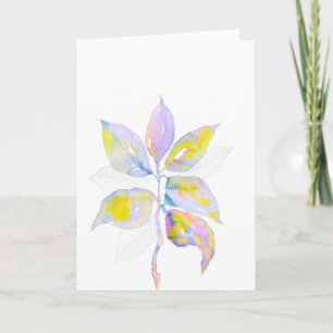 Pastel Watercolor Botanical Leaves Illustration Card