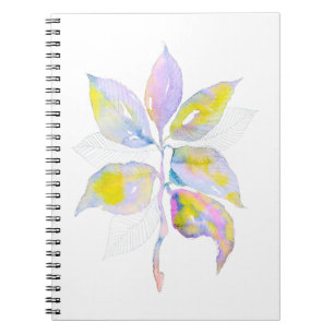 Pastel Watercolor Botanical Leaves Illustration Notebook