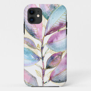Pastel Watercolor Botanical Leaves Spiral Notebook Case-Mate iPhone Case