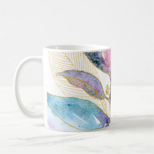Pastel Watercolor Botanical Leaves Spiral Notebook Coffee Mug