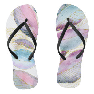 Pastel Watercolor Botanical Leaves Spiral Notebook Jandals