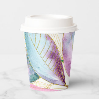 Pastel Watercolor Botanical Leaves Spiral Notebook Paper Cups