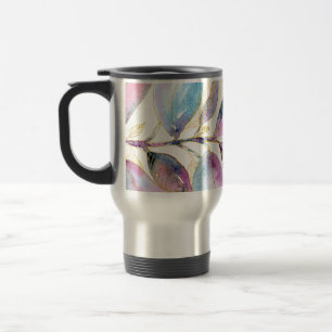 Pastel Watercolor Botanical Leaves Spiral Notebook Travel Mug