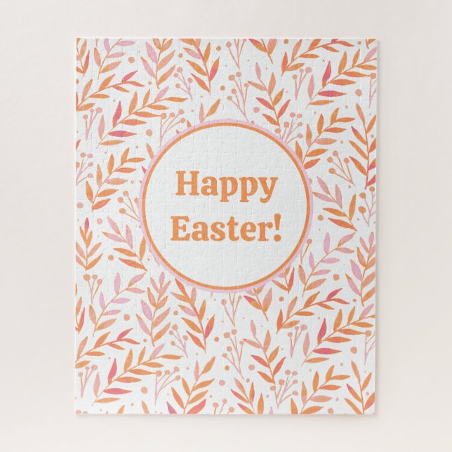 Pastel watercolor branches orange and pink jigsaw puzzle (Vertical)