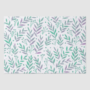 Pastel watercolor branches purple and green tissue paper