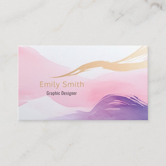 Pastel Watercolor Business Card Design  (Front)