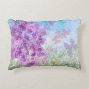 Pastel Watercolor Butterfly Floral Decorative Cushion