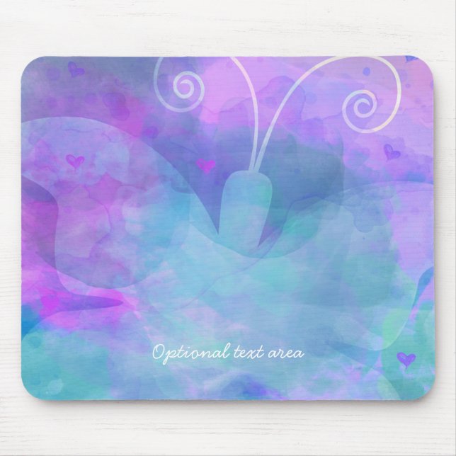 Pastel Watercolor Butterfly Personalised Custom Mouse Pad (Front)