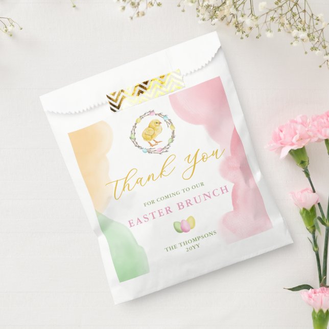 Pastel Watercolor Chick Easter Brunch Thank You Favour Bags (Sealed)