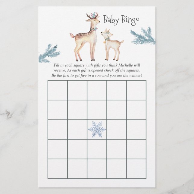 Pastel Watercolor Christmas Baby Shower Bingo (Front)