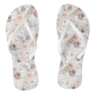 Pastel Watercolor Colourful Roses Jandals