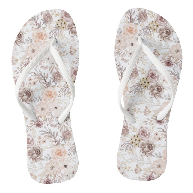 Pastel Watercolor Colourful Roses Jandals (Footbed)
