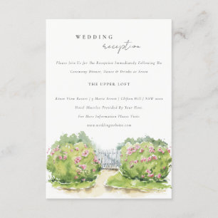 Pastel Watercolor Cottage Garden Wedding Reception Enclosure Card