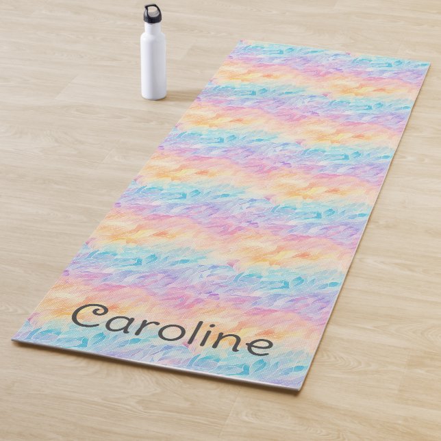 Pastel Watercolor Custom Name Yoga Mat (In Situ)