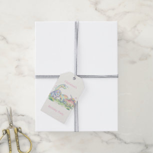 Pastel Watercolor Dinosaur Birthday Party Thank U Gift Tags
