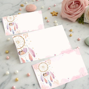 Pastel Watercolor Dreamcatcher Baby Shower Place Card