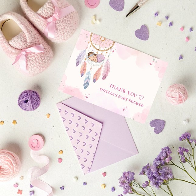Pastel Watercolor Dreamcatcher Baby Shower Thank You Card (Creator Uploaded)