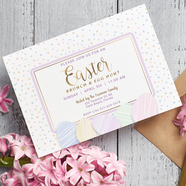 Pastel Watercolor Easter Brunch & Egg Hunt Invite (Creator Uploaded)