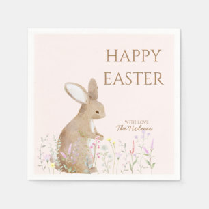 Pastel Watercolor Easter Bunny Egg Hunt Brunch  Napkin