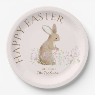 Pastel Watercolor Easter Bunny Egg Hunt Brunch Paper Plate