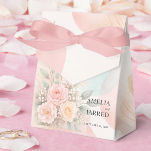Pastel Watercolor Floral Abstract Shapes Wedding Favour Box