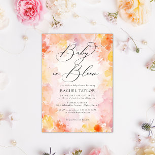 Pastel Watercolor Floral Baby In Bloom Baby Shower Invitation