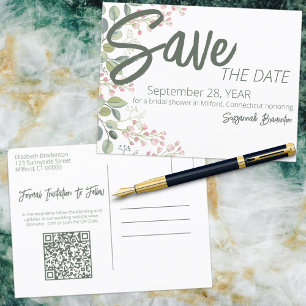 Pastel Watercolor Floral Border Bridal Shower Anno Announcement Postcard
