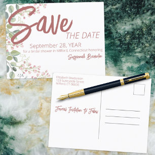 Pastel Watercolor Floral Border Bridal Shower Announcement Postcard