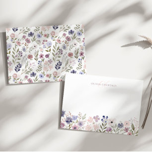 Pastel Watercolor Floral Botanical Monogram Card