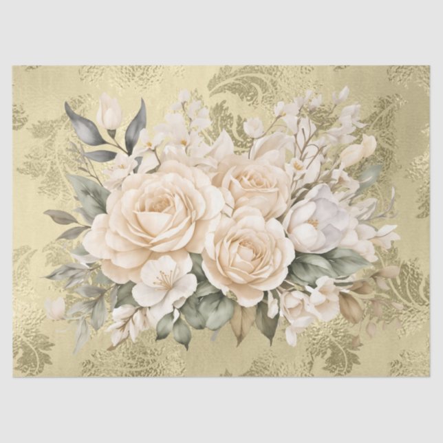 Pastel Watercolor Floral Bouquets Decoupage  Tissue Paper (Front)