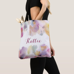 Pastel Watercolor Floral Customised Tote Bag